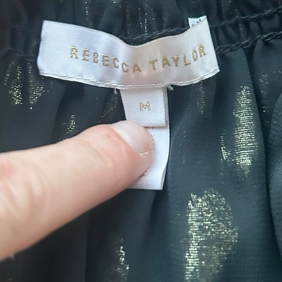 Rebecca Taylor Sleeveless Leopard Metallic Silk-Blend Top in Black Combo Sz Med - Picture 8 of 10